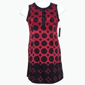 ❤️ BCBGMAXAZRIA Red & Black Graphic Mod Shift Dress | Y2K Pop Art | Size S